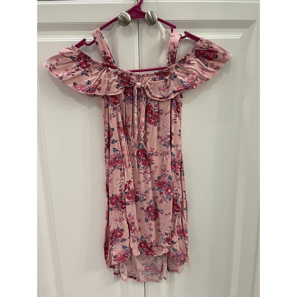 Pink Floral Flower Off Shoulder Girls Dress Jenna & Jesse Size 7